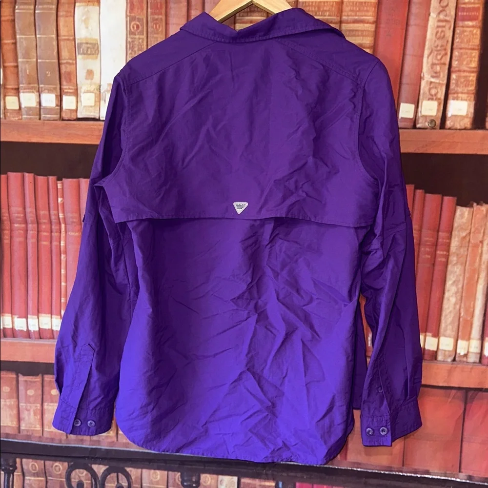 Columbia purple PFG nylon long sleeve button down shirt Large - Picture 5 of 6